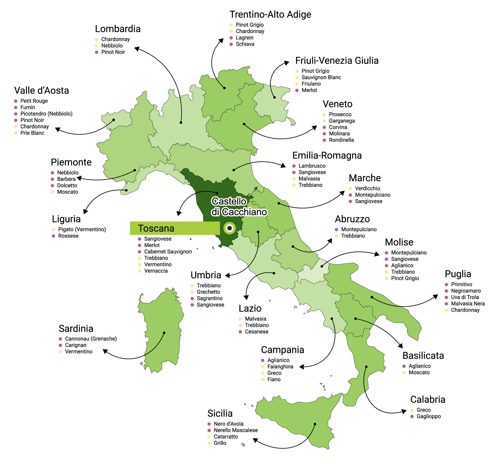 Mapa vinařství Castello di Cacchiano